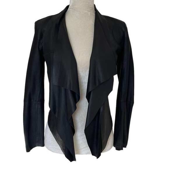 Bod & Christensen Zura Leather Jacket Women’s Size 2 Drape Front Studded Sleeves - Picture 2 of 10